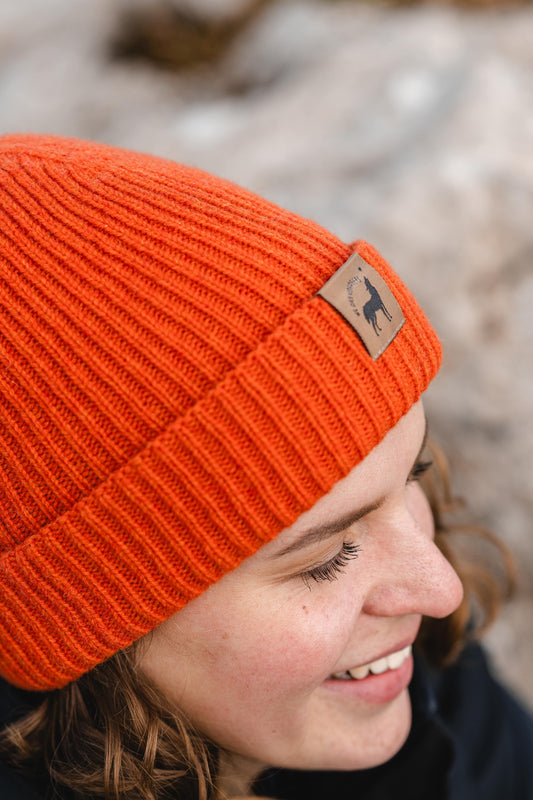 Bonnet en laine recyclée - Mandarine