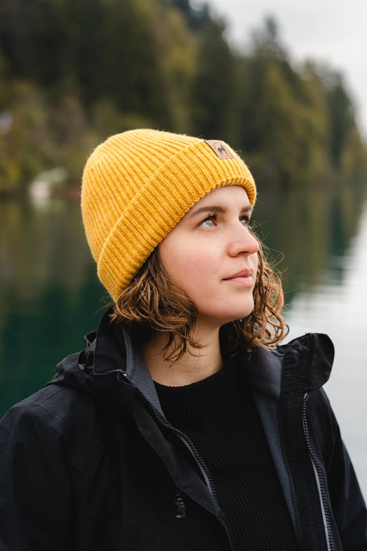 Recycled Wool Beanie - Ocher